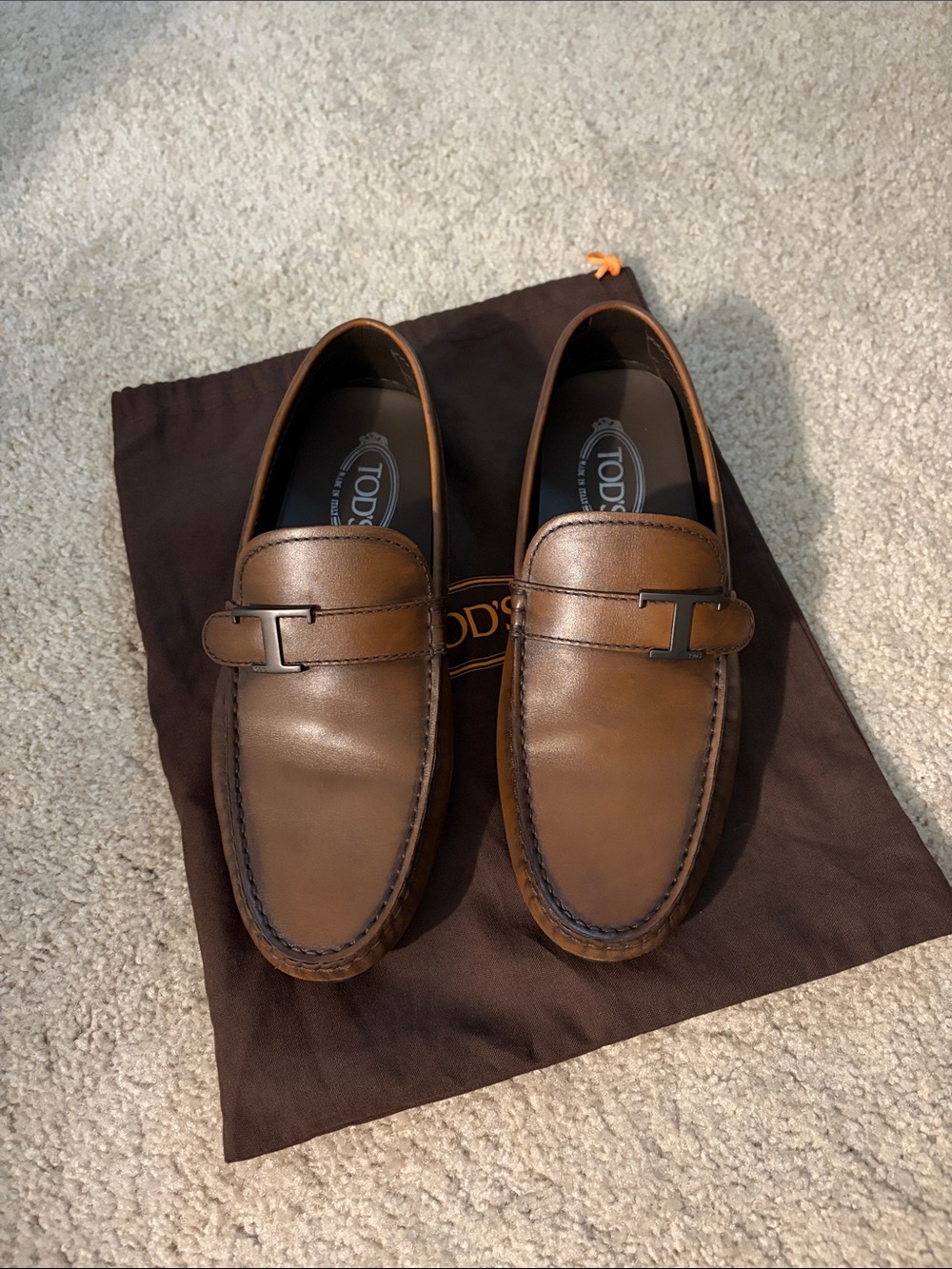 TOD'S Tan Leather Bit Loafers